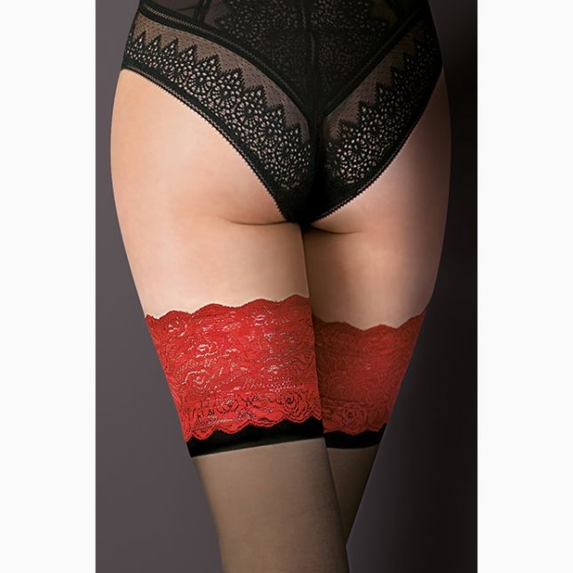 Панчохи Gabriella Victoria 20 den з самоудеживающимся мереживом (14 см)