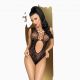 Боди Penthouse Devils Advocate XL Black, вырез на животике, имитация плетения