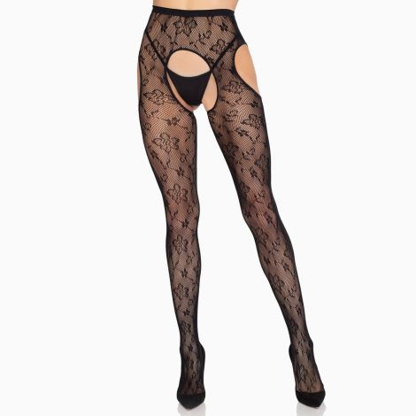 Колготки Leg Avenue Bloom Net Suspender Tights One Size Black