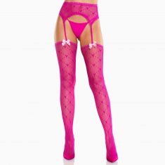 Колготки-панчохи Leg Avenue Heart Garterbelt Stockings One Size Magenta Колготки-панчохи Leg Avenue Heart Garterbelt Stockings One Size Magenta