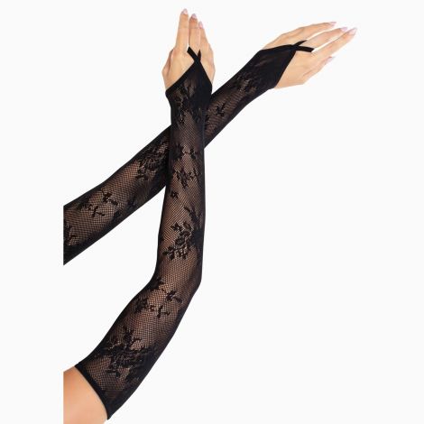 Мітенки Leg Avenue Floral Net Extra Long Gauntlet Arm Warmers Black One Size