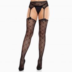Колготки-чулки Leg Avenue Heart Garterbelt Stockings One Size Black