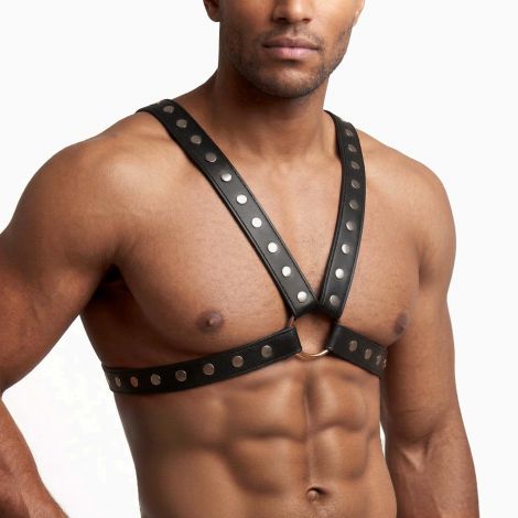 Чоловіча портупея Art of Sex - Spartacus, натуральна шкіра, колір чорний, розмір L-2XL