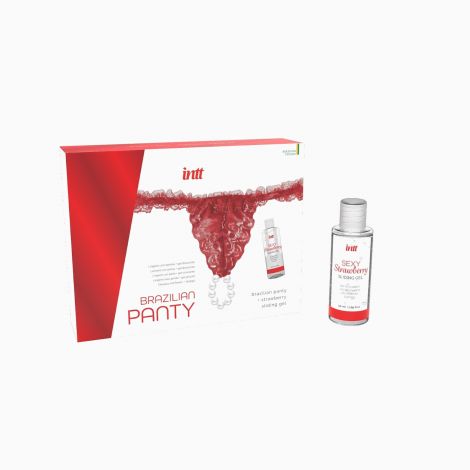 Лубрикант з трусиками - Intt Brazilian Panty Red + Strawbery Gel, 50 мл