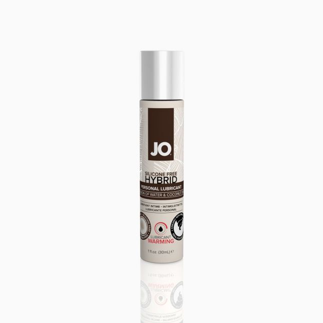 Розігрівальна змазка-крем з кокосовою олією JO Coconut Hybrid WARMING (30 мл) біла