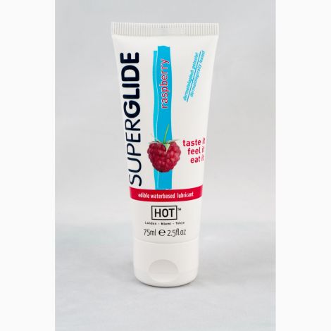 Оральная смазка - HOT Superglide Edible Lubricant Waterbased - RASPBERRY, 75мл