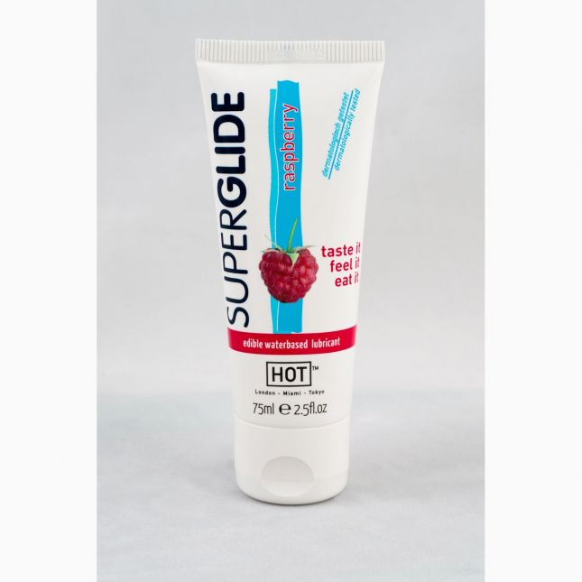 Оральна змазка - HOT Superglide Edible Lubricant Waterbased - RASPBERRY, 75мл