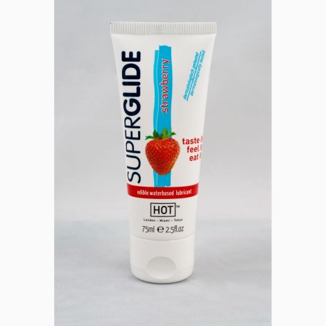 Оральная смазка - HOT Superglide Edible Lubricant Waterbased - STRAWBERRY, 75мл