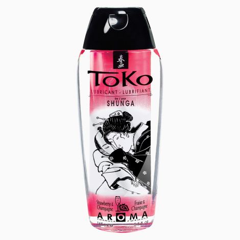 Ароматный лубрикант на водной основе Shunga Toko клубника и шампанское, 165 мл