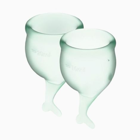 Набір менструальних чаш Satisfyer Feel Secure (light green), 15 мл та 20 мл, мішечок для зберігання