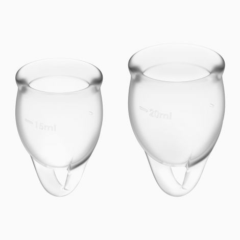 Набор менструальных чаш Satisfyer Feel Confident (Transparent), 15мл и 20мл, мешочек для хранения