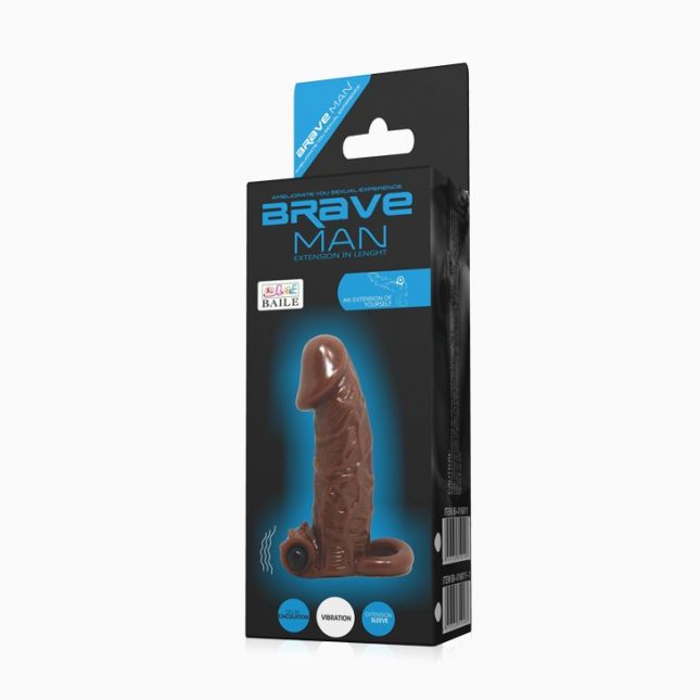 Насадка на член - Brave Man Vibrating Penis Sleeve Brown