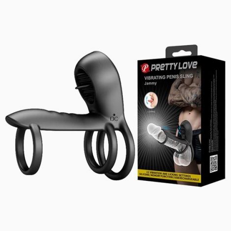 Насадка на член - Pretty Love Vibrating Penis Sling Jammy Black