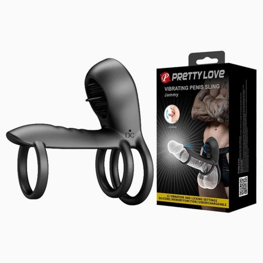 Насадка на член - Pretty Love Vibrating Penis Sling Jammy Black Насадка на член - Pretty Love Vibrating Penis Sling Jammy Black