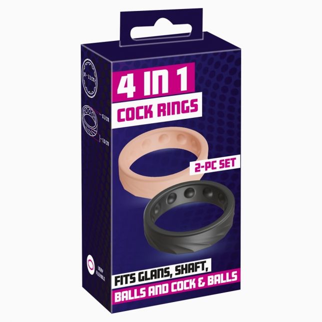 Набір ерекційних кілець - 4 in 1 Cock Rings, 2 шт.