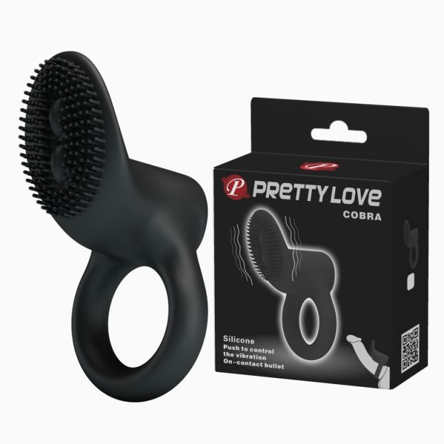 Эрекционное кольцо - Pretty Love Cobra Penis Ring Vibrating Black