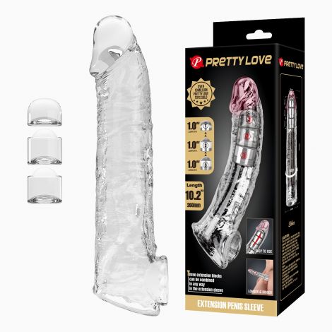 Подовжуюча насадка на член - Pretty Love Extension Penis Sleeve Clear, 26 см