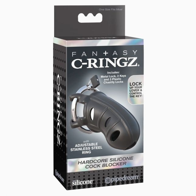 Fantasy C-Ringz Hardcore Silicone Cock Blocker - Black