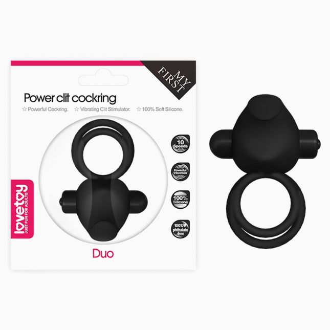 Ерекційне кільце - Power Clit Cockring Duo Black Ерекційне кільце - Power Clit Cockring Duo Black