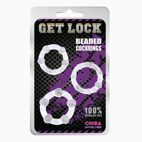 Ерекційні кільця - Get Lock Beaded Cock Rings Clear