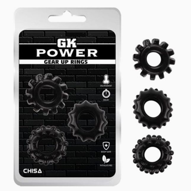 Ерекційні кільця - GK Power Gear Up Rings - Black