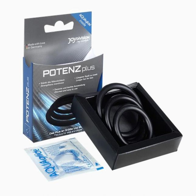 Ерекційні кільця - POTENZplus, black, Mix S, M, L, 3 шт.