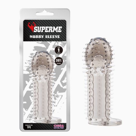 Насадка на член - SuperMe Nubby Sleeve Grey