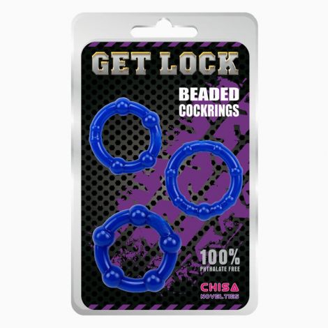 Ерекційні кільця - Get Lock Beaded Cock Rings Blue