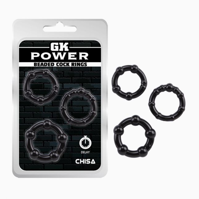 Эрекционные кольца - GK Power Beaded Cock Rings Black