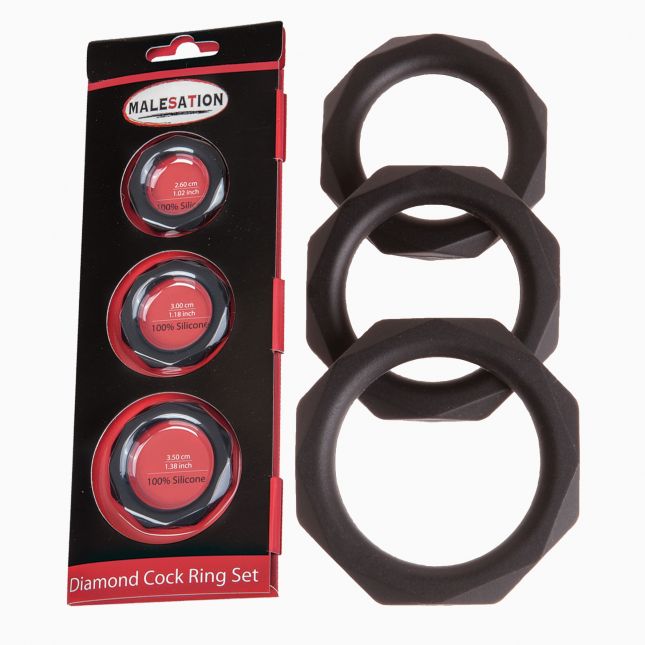 Ерекційні кільця - MALESATION Diamond Cock Ring Set
