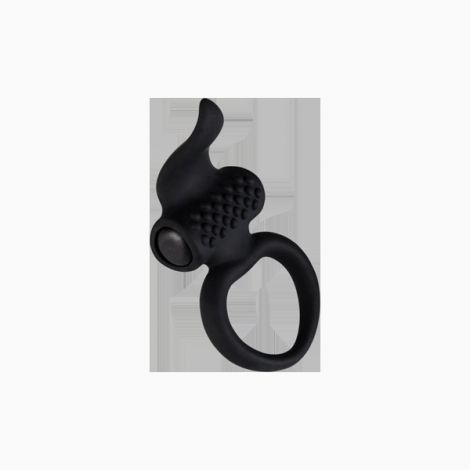 Ерекційне віброкільце Adrien Lastic Lingus Black з язичком і щіточкою для стимуляції клітора