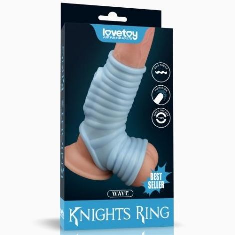 Насадка на член - Vibrating Wave Knights Ring With Scrotum Sleeve Blue