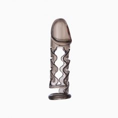 Насадка Toyfa XLover, для увеличения размера, TPE, черная прозрачная, 11,5 см