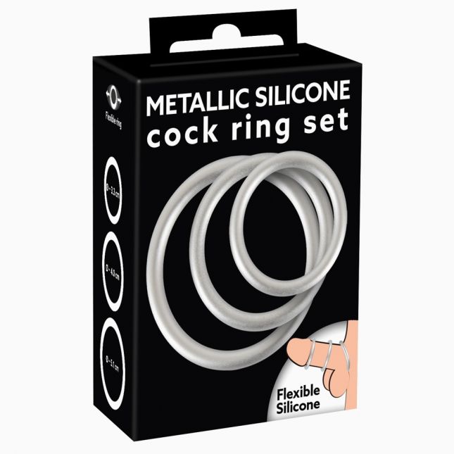 Набір ерекційних кілець - Metallic Silicone Cock Ring Set
