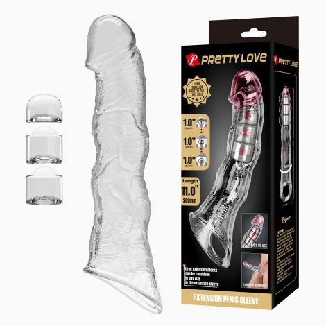 Подовжуюча насадка на член - Pretty Love Extension Penis Sleeve Clear, 28 см