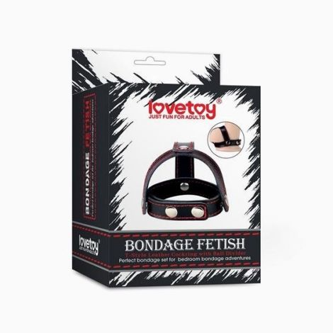 Насадка на мошонку - Bondage Fetish T-Style Leather Cockring With Ball Divider