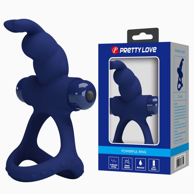 Ерекційне кільце - Pretty Love Powerful Vibro Cock Ring II Bunny Blue