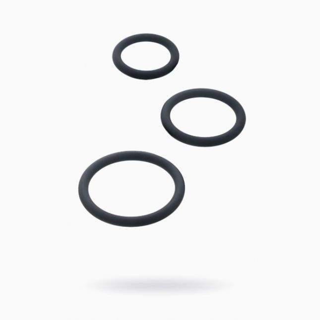 Cockrings Set Black&Red, silicone, black, diameter 6/5/4 cm