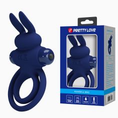 Ерекційне кільце - Pretty Love Vibro Penis Ring Bunny III Dark Blue