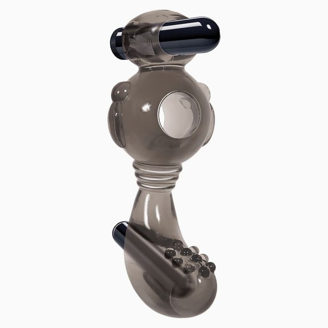 Кільце з віброкулями Ball Buzzer Cock Ring Smoke
