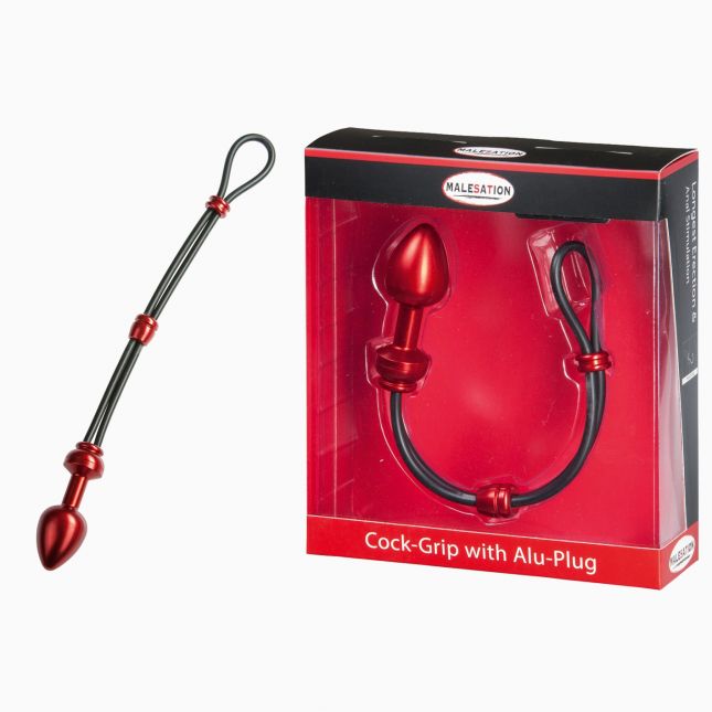 Ерекційне кільце з пробкою - MALESATION Cock - Grip mit Alu - Plug klein