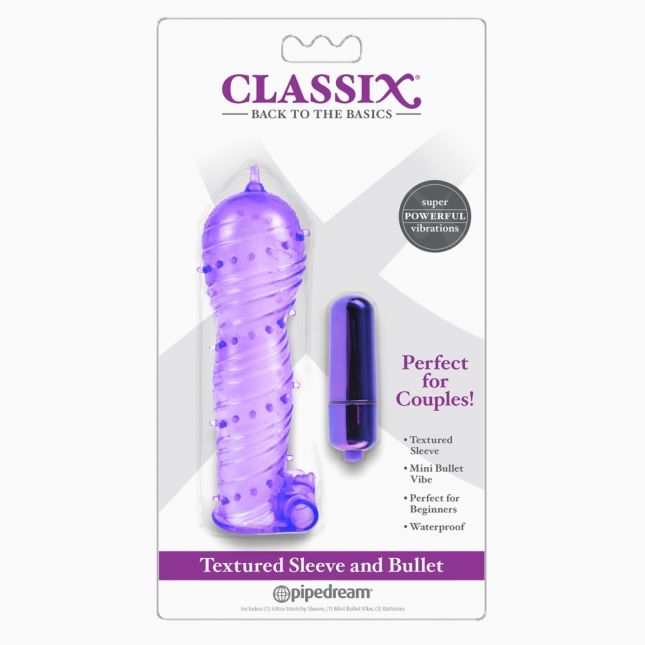 Насадка на член - Classix Textured Sleeve And Bullet Purple