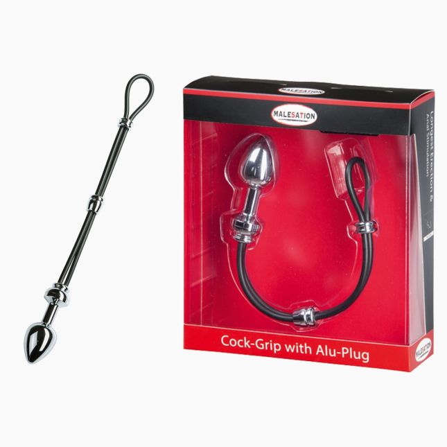 Ерекційне кільце з пробкою - MALESATION Cock - Grip mit Alu - Plug klein