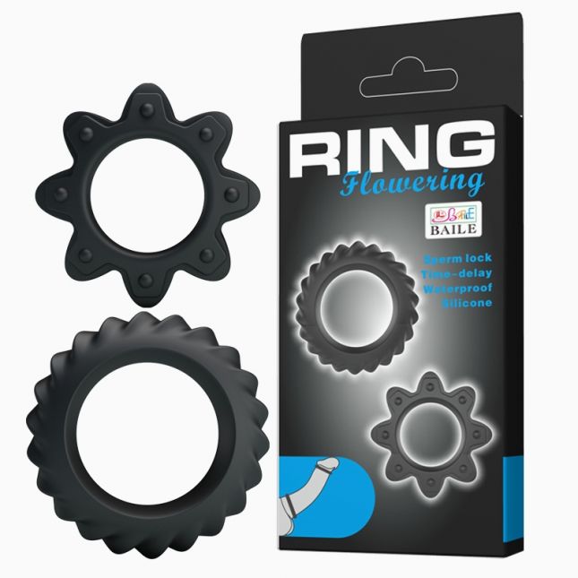 Ерекційні кільця - Ring Flowering Rings Black, 2 шт.
