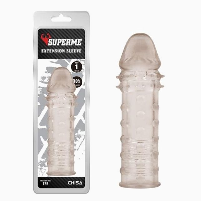 Насадка на член - SuperMe Extra Texture Sleeve Grey