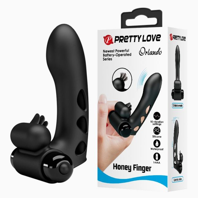 Насадка на палець - Pretty Love Orlando Honey Finger Vibrator Black Насадка на палець - Pretty Love Orlando Honey Finger Vibrator Black