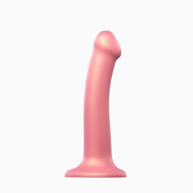 Насадка для страпона Strap-On-Me Mono Density Dildo Rose M, діам. 3,3см, одношаровий силікон, гнучки