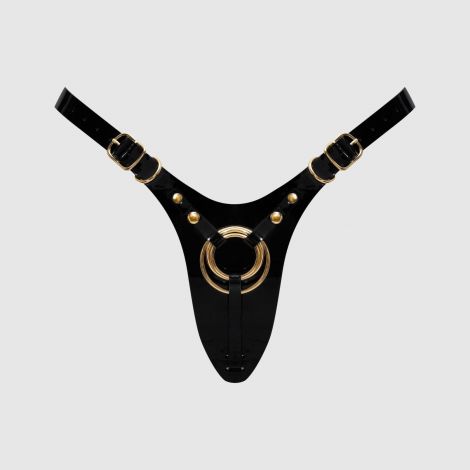 Трусики для страпона Strap-On-Me Leatherette Harness Fabulous - One Size - Black Glossy