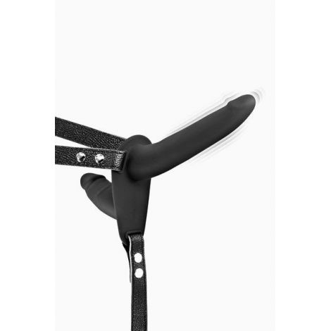 Подвійний страпон з вібрацією Fetish Tentation Vibrating Strap-On with Double Dildo Black