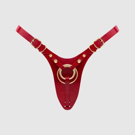 Трусики для страпона Strap-On-Me Leatherette Harness Fabulous - One Size - Red Glossy